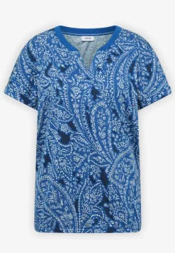 T-Shirt mit Split Neck und Paisleymuster