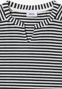 T-Shirt mit Split Neck und Struktur