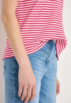 T-Shirt mit Split Neck und Struktur