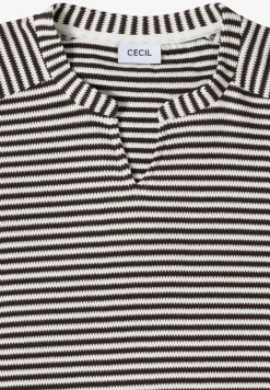 T-Shirt mit Split Neck und Struktur