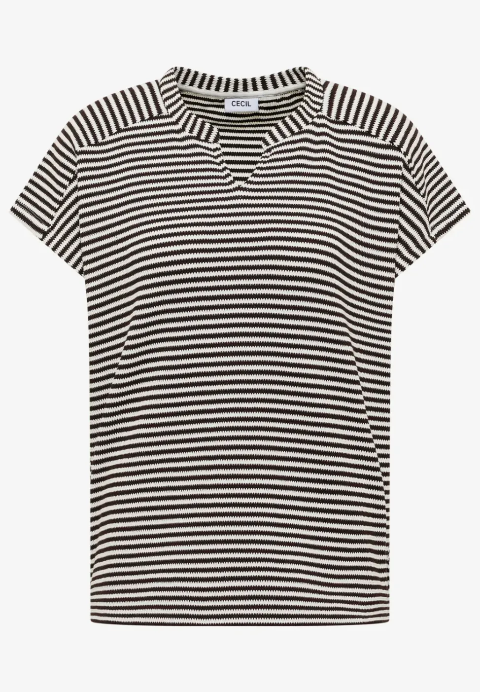 T-Shirt mit Split Neck und Struktur