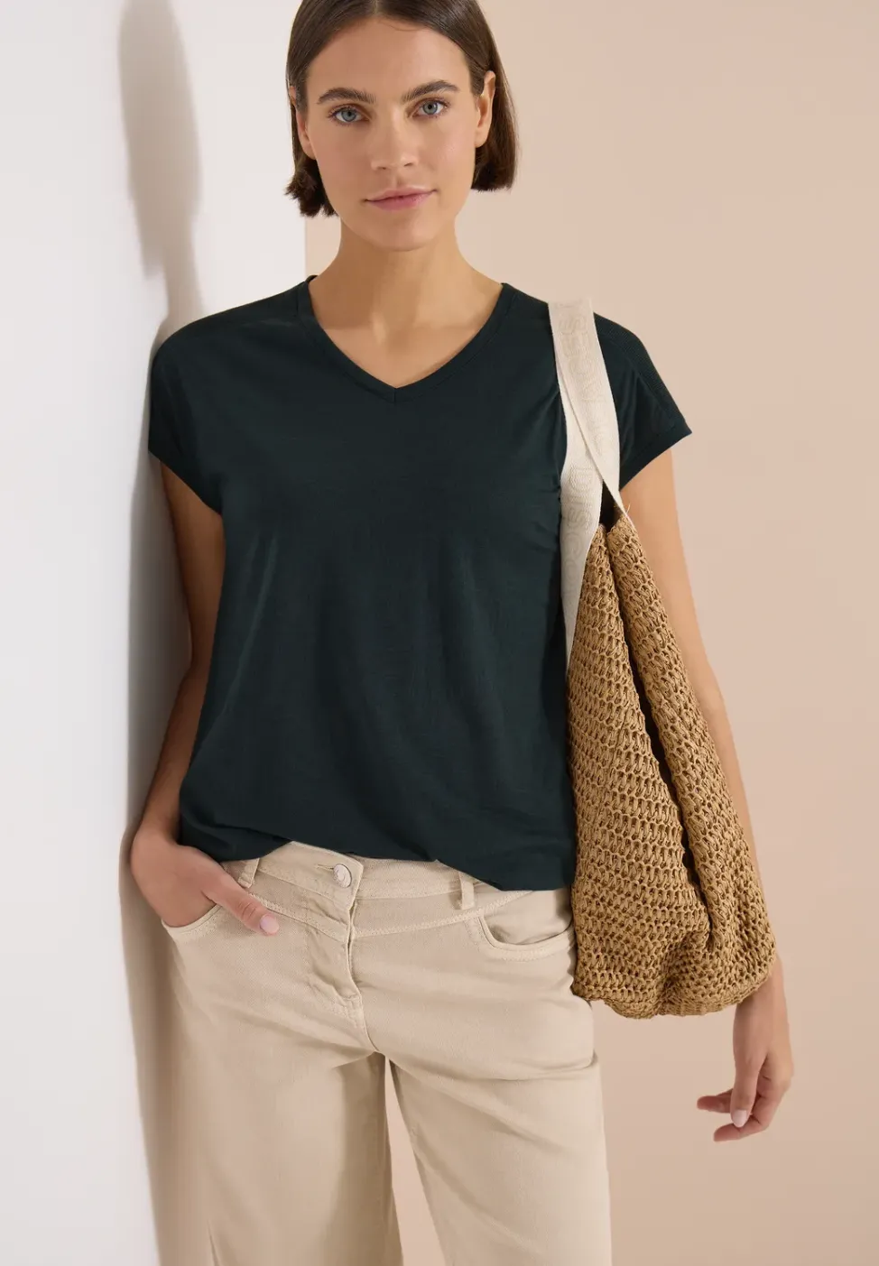 T-Shirt mit tonalem Ausbrennermuster