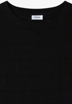 T-Shirt mit U-Boot-Ausschnitt und Struktur