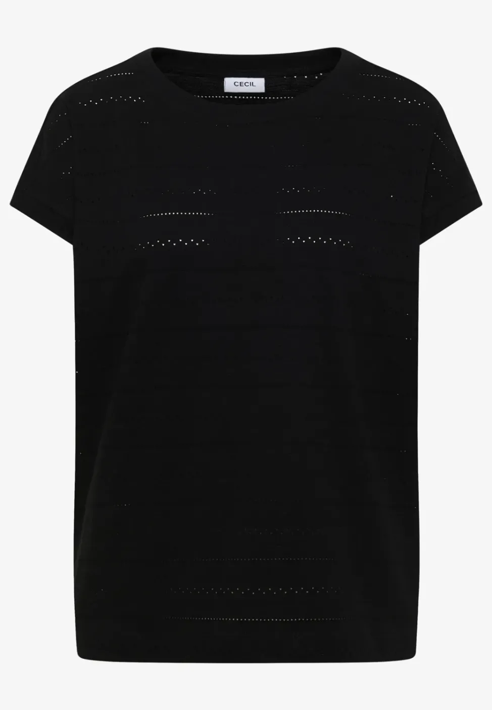 T-Shirt mit U-Boot-Ausschnitt und Struktur