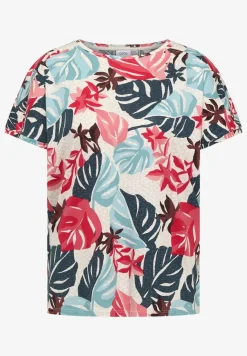 T-Shirt mit U-Boot-Ausschnitt und Print