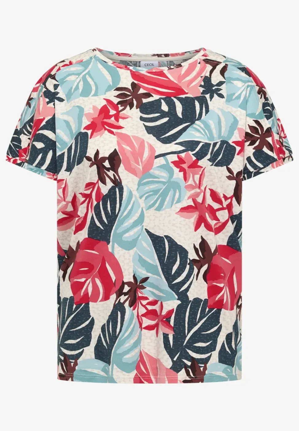 T-Shirt mit U-Boot-Ausschnitt und Print