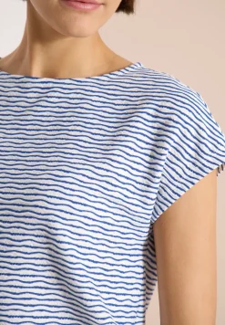 T-Shirt mit U-Boot-Ausschnitt und Streifen