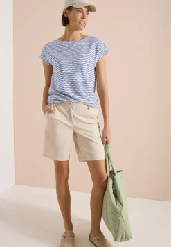 T-Shirt mit U-Boot-Ausschnitt und Streifen