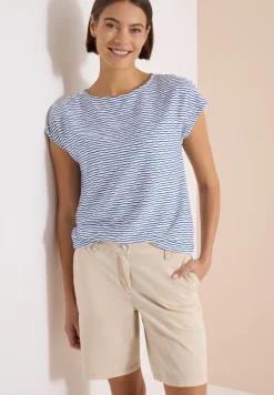 T-Shirt mit U-Boot-Ausschnitt und Streifen