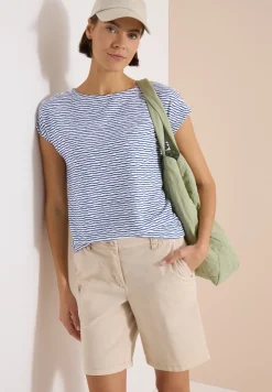 T-Shirt mit U-Boot-Ausschnitt und Streifen