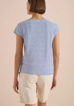 T-Shirt mit U-Boot-Ausschnitt und Streifen