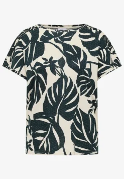 T-Shirt mit U-Boot-Ausschnitt und Print