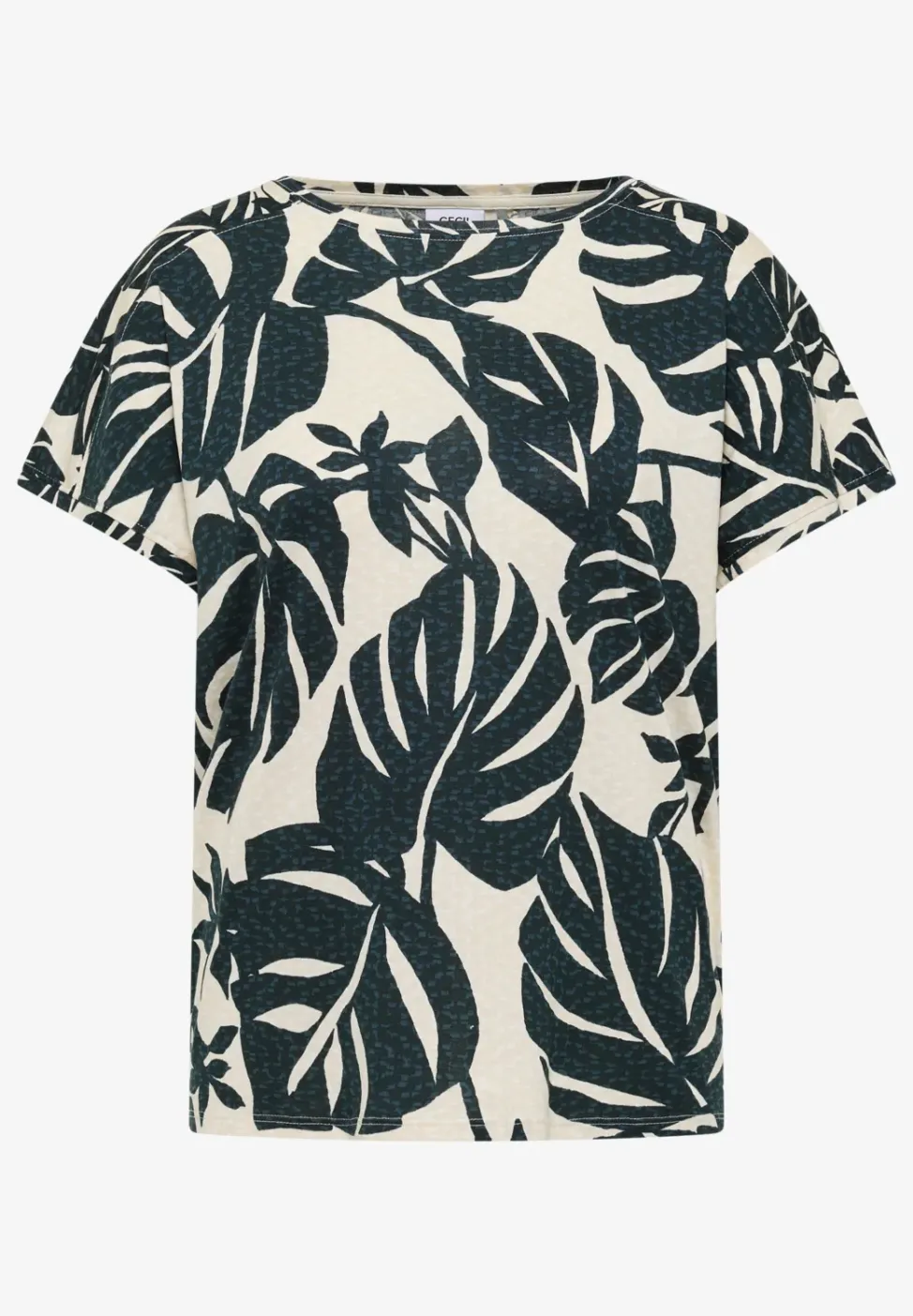 T-Shirt mit U-Boot-Ausschnitt und Print