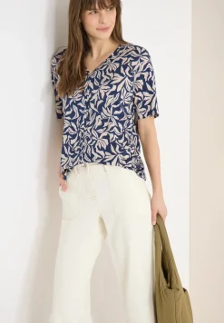 T-Shirt mit V-Neck und floralem Print