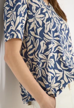 T-Shirt mit V-Neck und floralem Print