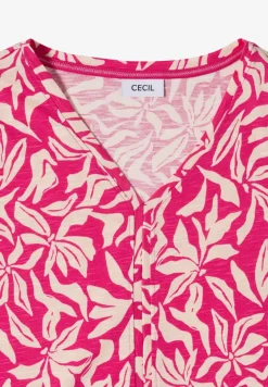 T-Shirt mit V-Neck und floralem Print