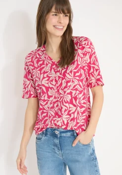 T-Shirt mit V-Neck und floralem Print