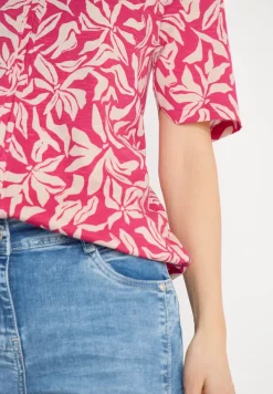 T-Shirt mit V-Neck und floralem Print