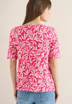 T-Shirt mit V-Neck und floralem Print
