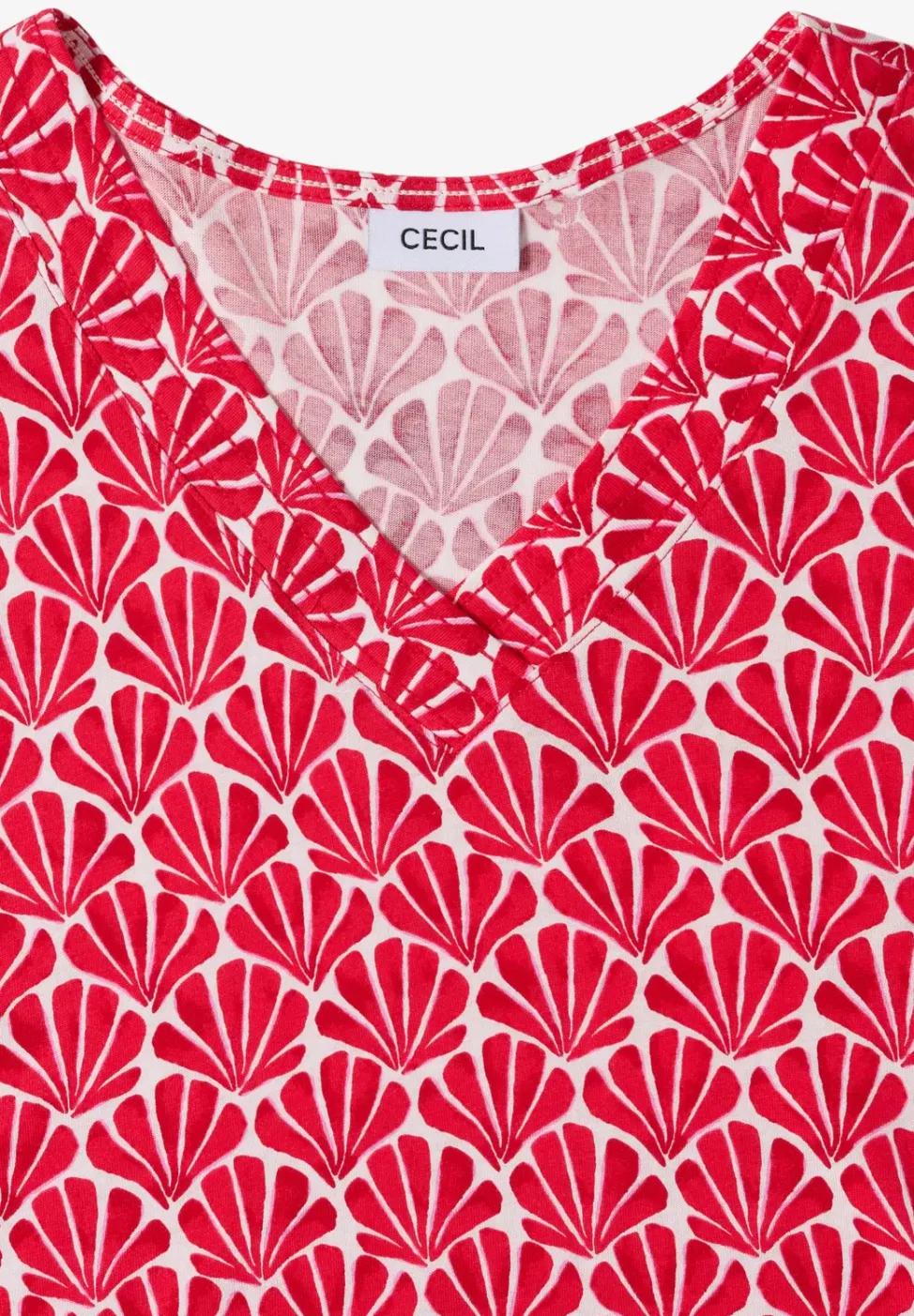 T-Shirt mit V-Neck und Muschelprint