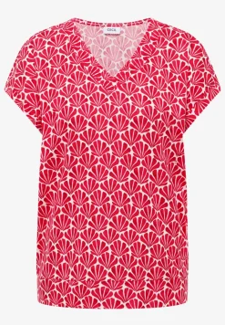 T-Shirt mit V-Neck und Muschelprint