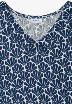 T-Shirt mit V-Neck und Muschelprint