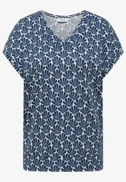 T-Shirt mit V-Neck und Muschelprint