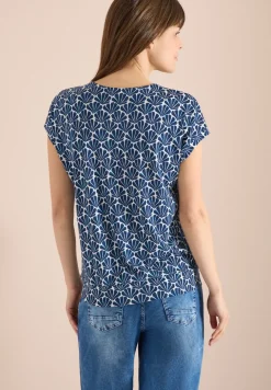 T-Shirt mit V-Neck und Muschelprint