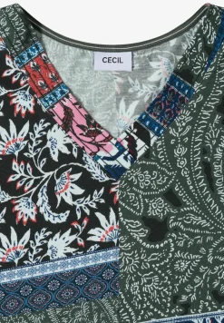 T-Shirt mit V-Neck und Patchwork-Print