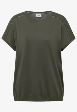 T-Shirt mit V-Neck und Spitzendetail