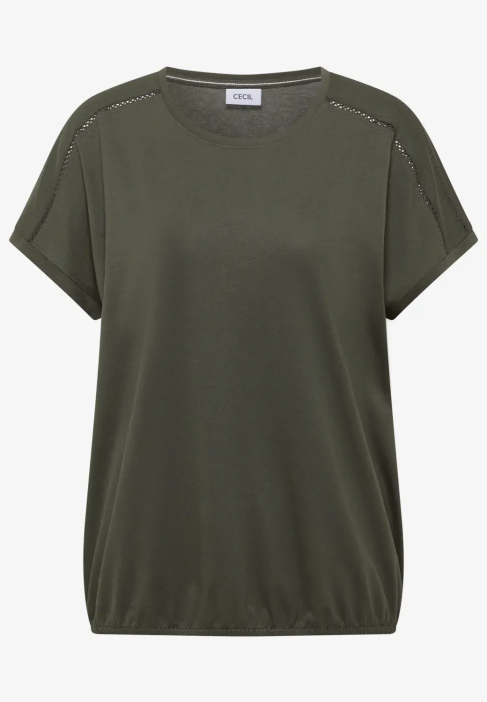 T-Shirt mit V-Neck und Spitzendetail