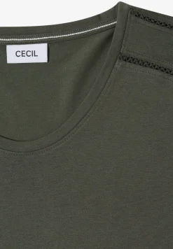 T-Shirt mit V-Neck und Spitzendetail