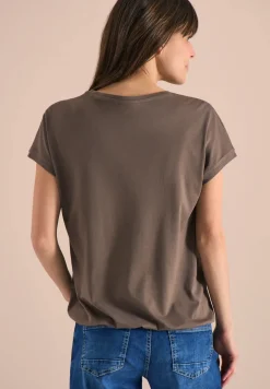 T-Shirt mit V-Neck und Spitzendetail
