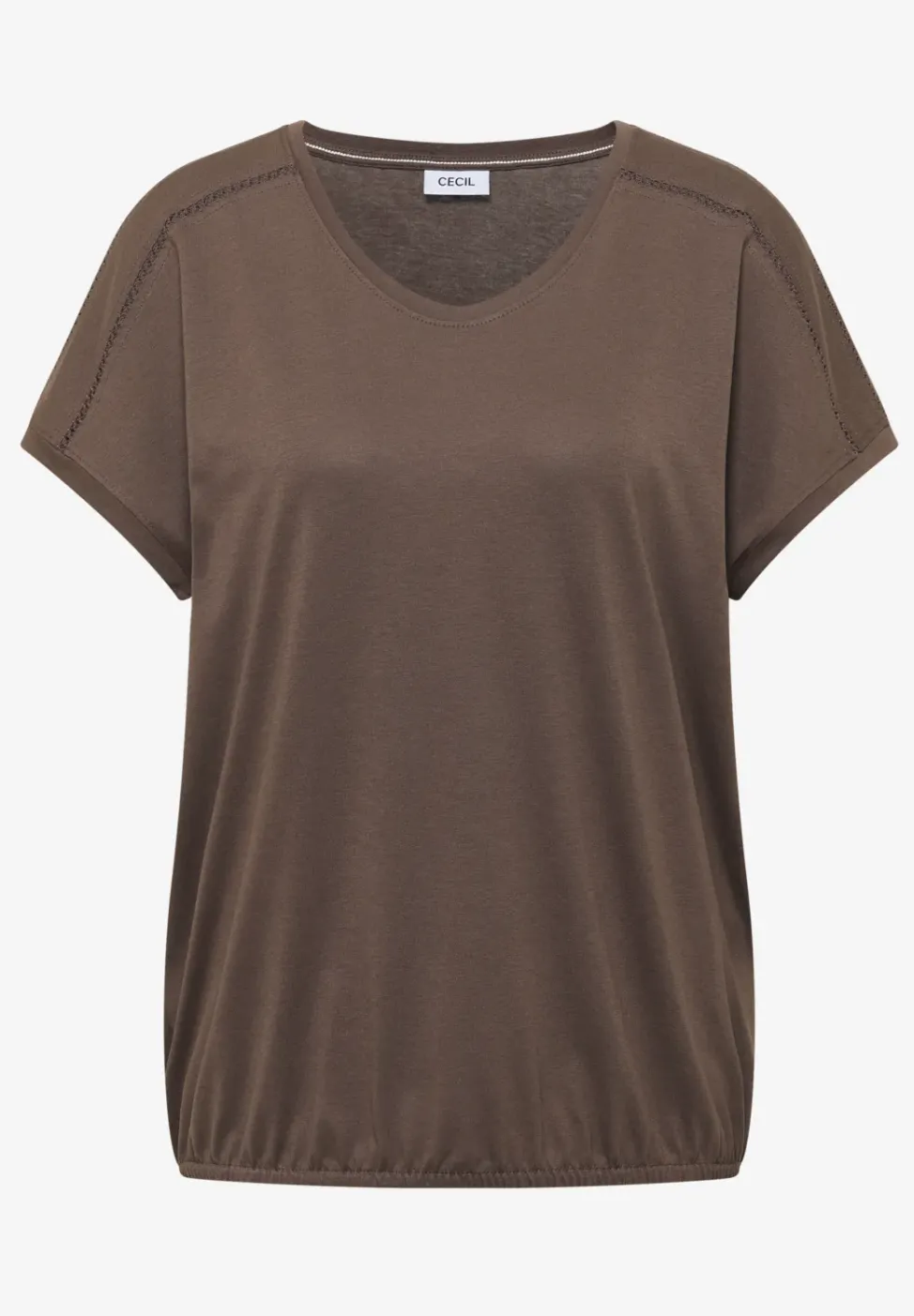 T-Shirt mit V-Neck und Spitzendetail