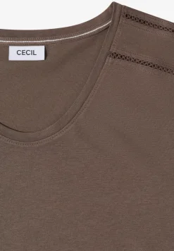T-Shirt mit V-Neck und Spitzendetail