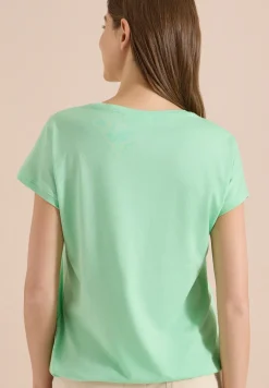 T-Shirt mit V-Neck und Spitzendetail