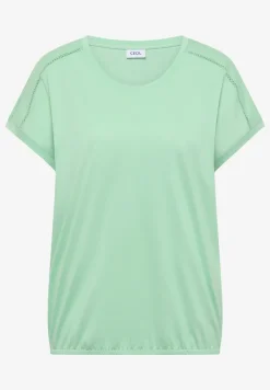 T-Shirt mit V-Neck und Spitzendetail