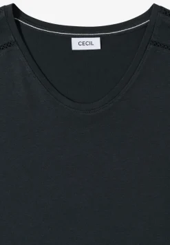 T-Shirt mit V-Neck und Spitzendetail