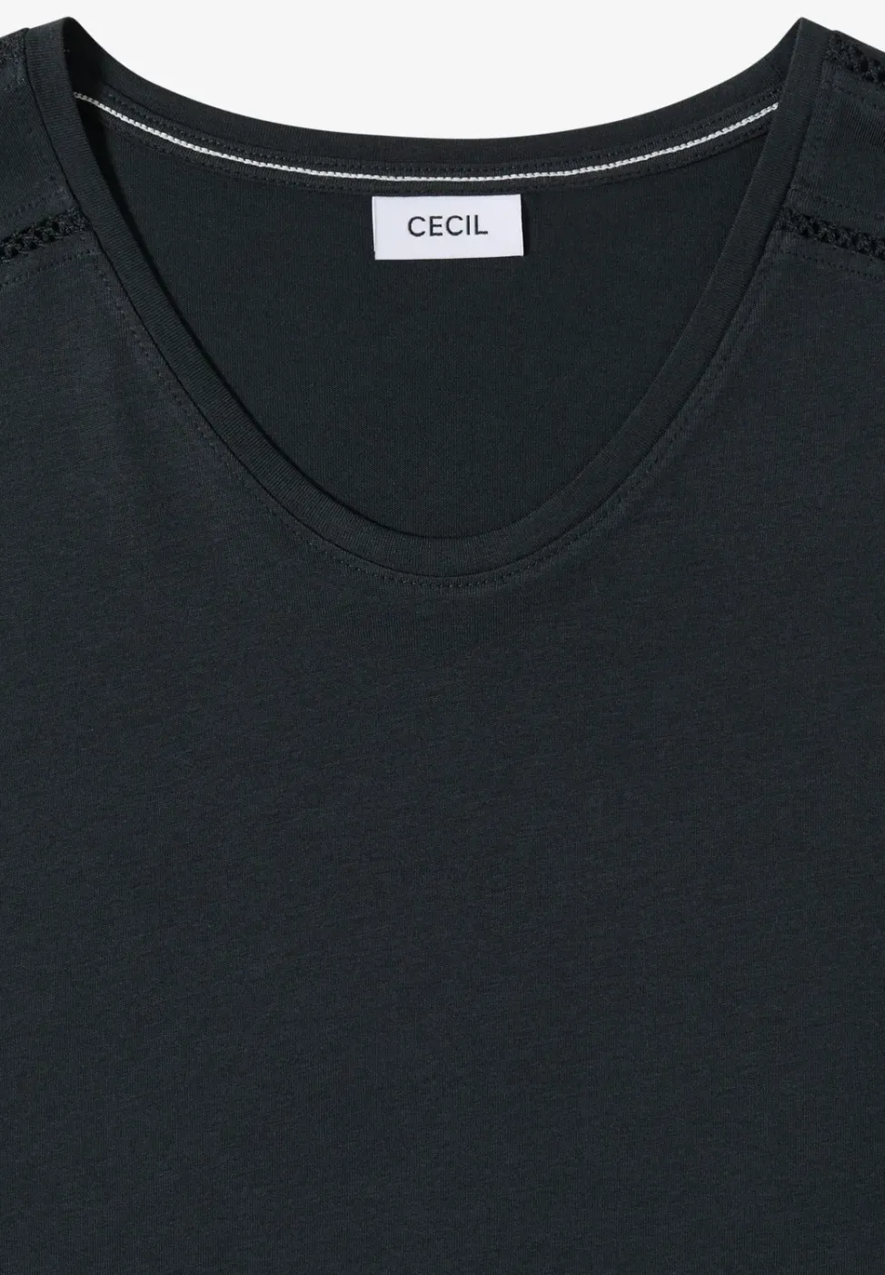 T-Shirt mit V-Neck und Spitzendetail