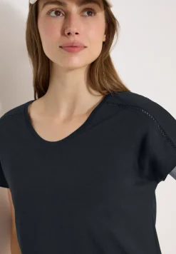 T-Shirt mit V-Neck und Spitzendetail
