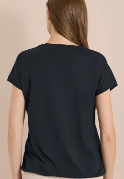 T-Shirt mit V-Neck und Spitzendetail