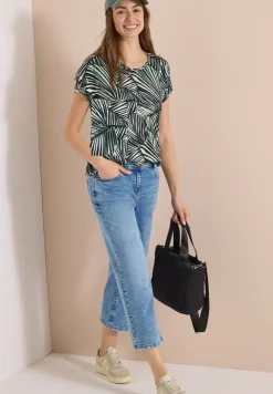 T-Shirt mit V-Neck und Spitzendetail