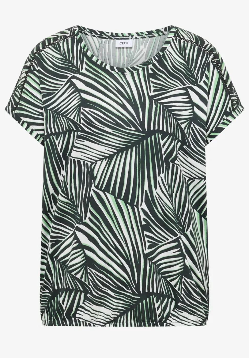 T-Shirt mit V-Neck und Spitzendetail
