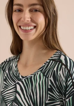 T-Shirt mit V-Neck und Spitzendetail