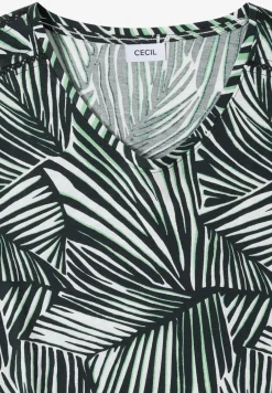 T-Shirt mit V-Neck und Spitzendetail