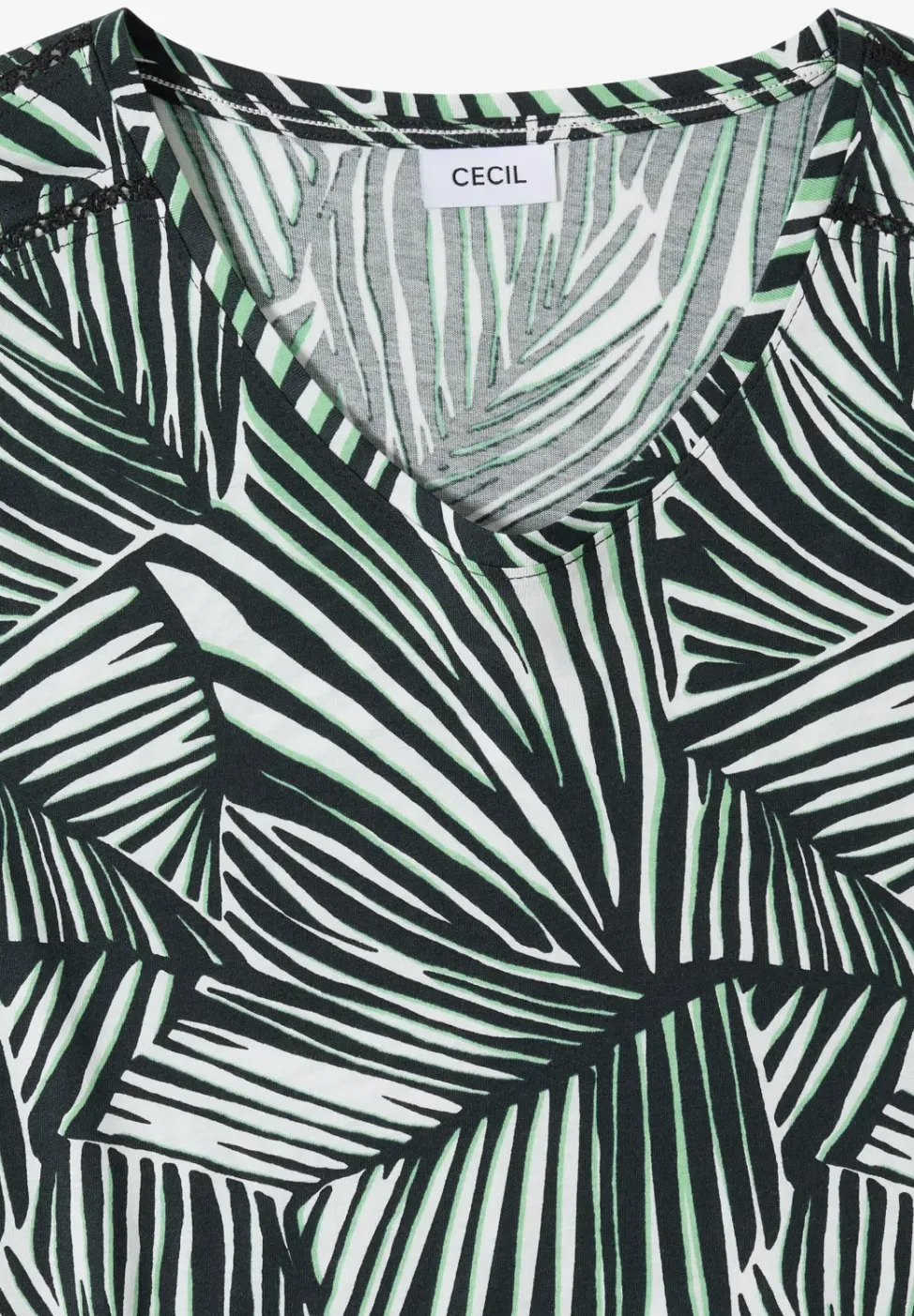 T-Shirt mit V-Neck und Spitzendetail