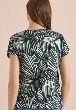 T-Shirt mit V-Neck und Spitzendetail
