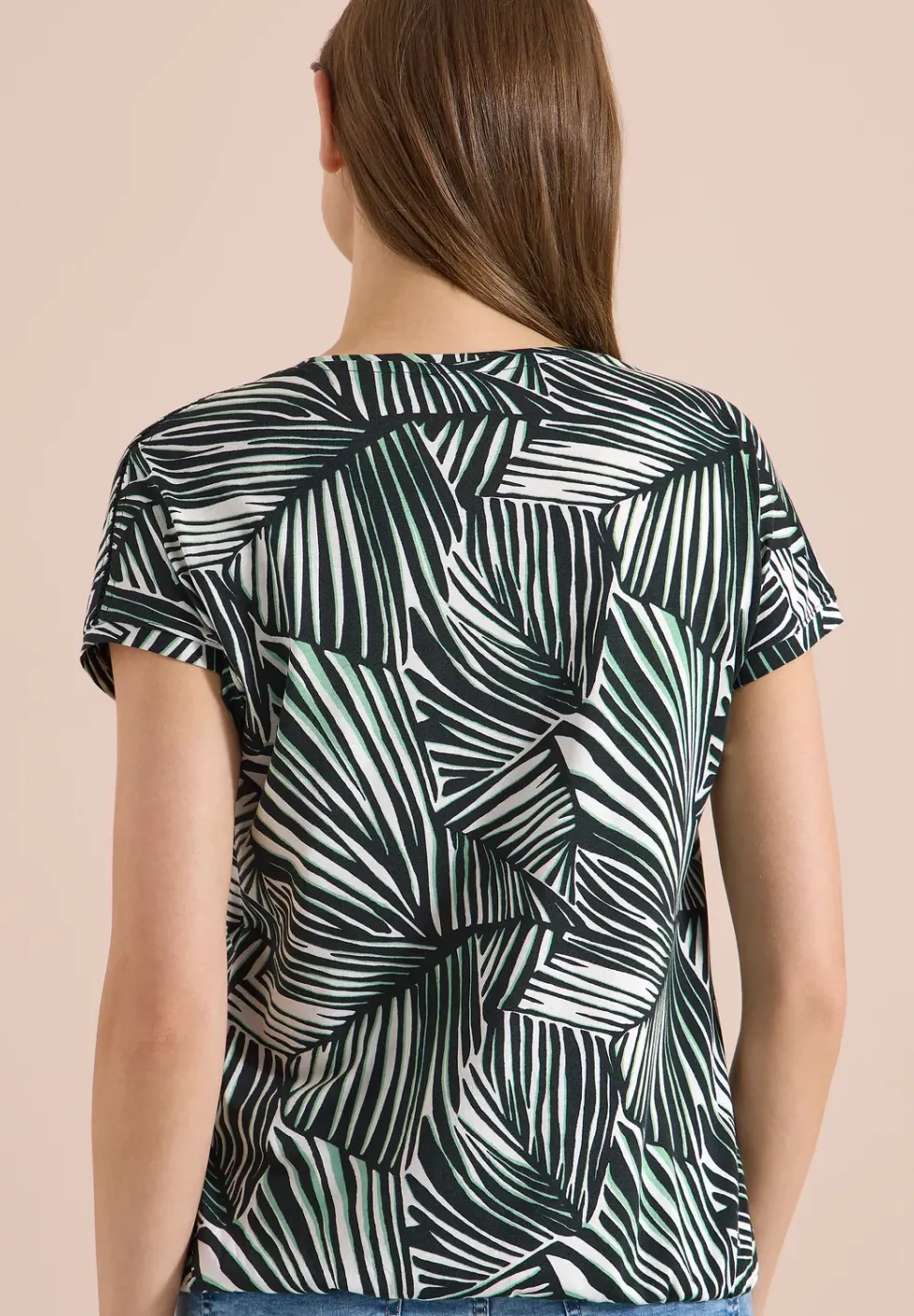 T-Shirt mit V-Neck und Spitzendetail