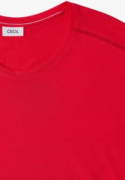 T-Shirt mit V-Neck und Spitzendetail