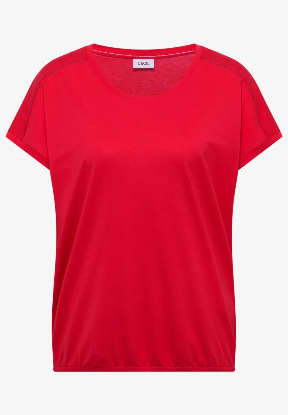 T-Shirt mit V-Neck und Spitzendetail